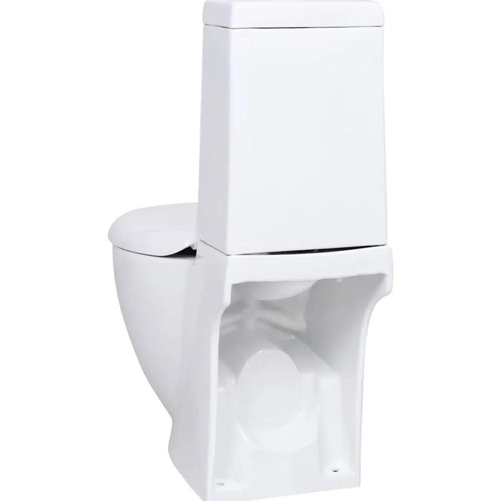 vidaXL Inodoro WC redondo de cerámica flujo hacia abajo Blanco Sale