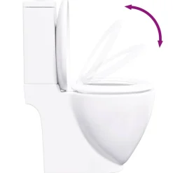 vidaXL Inodoro WC redondo de cerámica flujo hacia abajo Blanco Sale