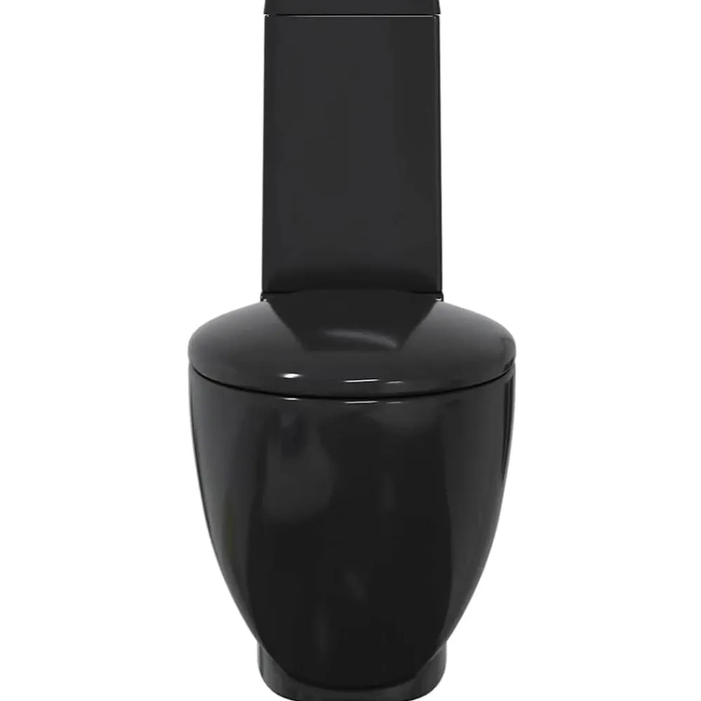 vidaXL Inodoro WC redondo de cerámica con cisterna Negro Online