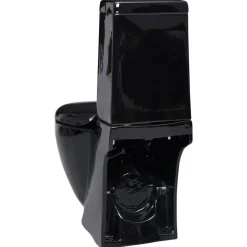 vidaXL Inodoro WC redondo de cerámica con cisterna Negro Online