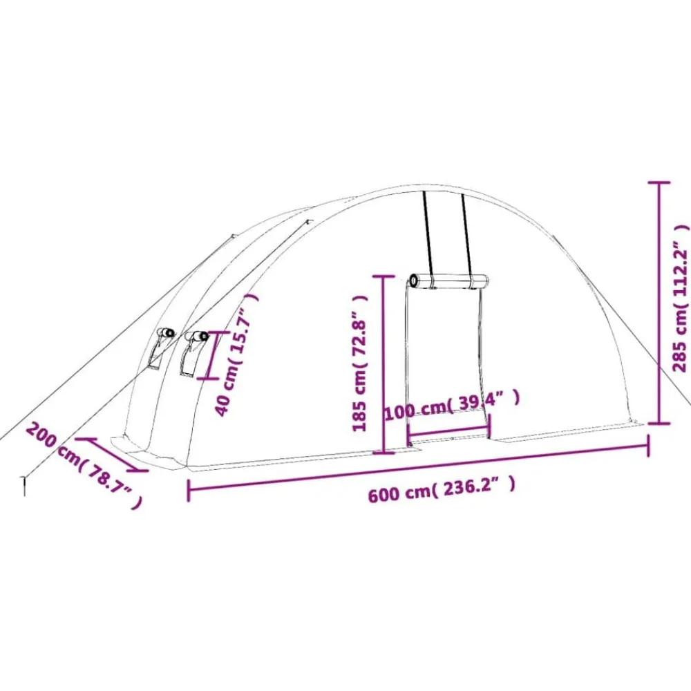 vidaXL Jardín-Invernadero con estructura de acero 12 m² 6x2x2,85 m