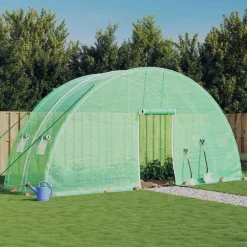 vidaXL Invernadero con estructura de acero 12 m² 6x2x2,85 m Verde Discount