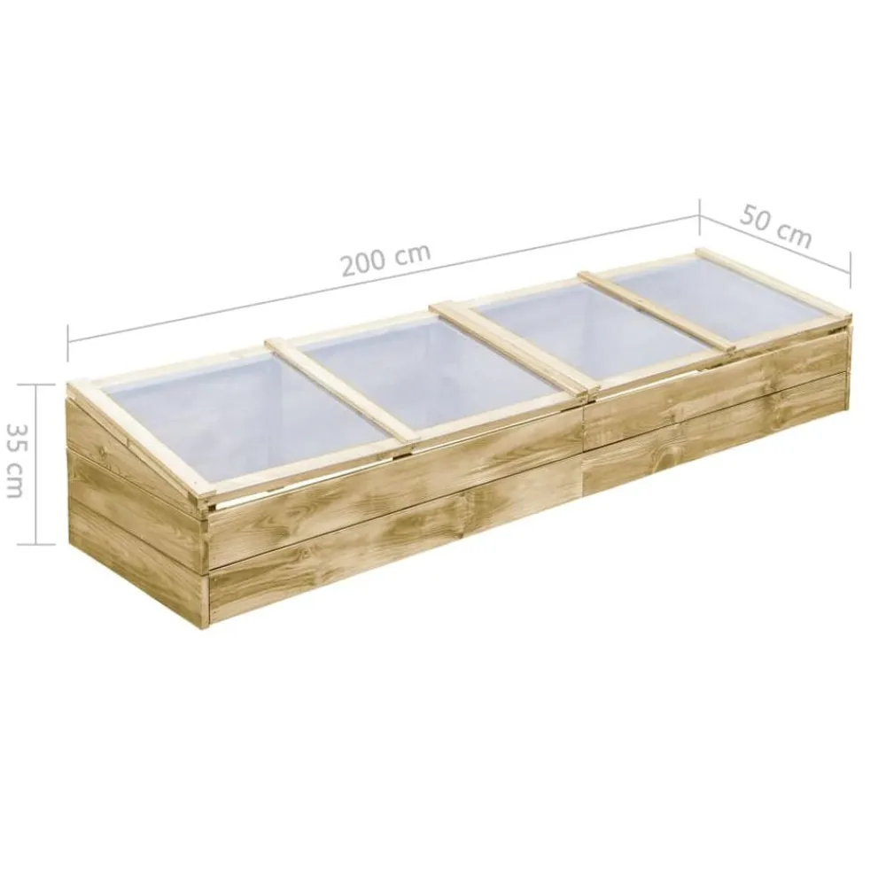 vidaXL Jardín-Invernadero de madera de pino impregnada 200x50x35 cm