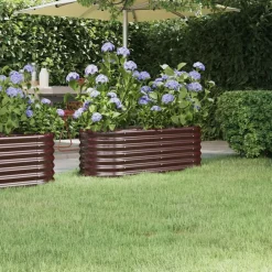 vidaXL Jardín-Jardinera acero galvanizado marrón 114x40x36 cm