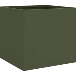 vidaXL Jardinera acero verde oliva 32x30x29 cm Acero/Verde New