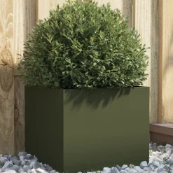 vidaXL Jardinera acero verde oliva 32x30x29 cm Acero/Verde New