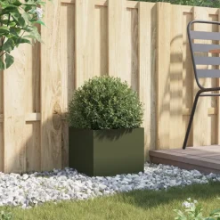 vidaXL Jardinera acero verde oliva 32x30x29 cm Acero/Verde New