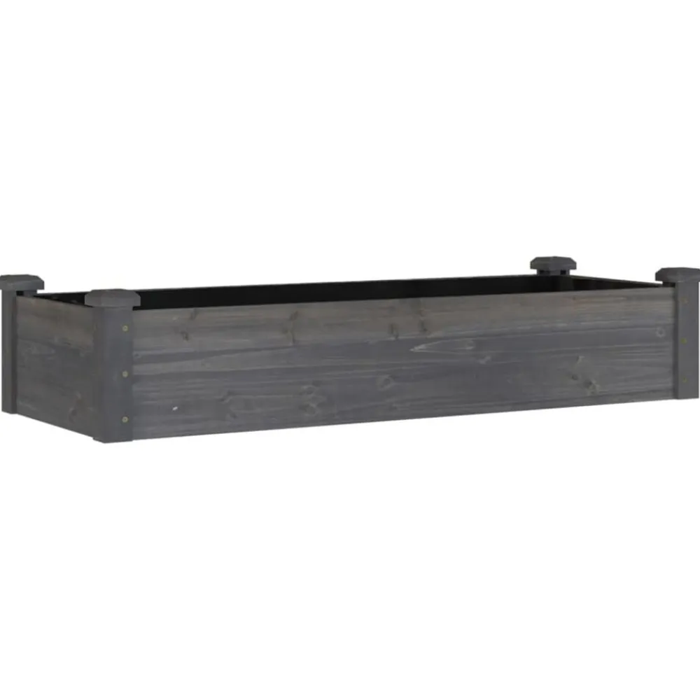vidaXL Jardinera arriate forro madera maciza marrón abeto 120x45x25 cm Gris Online
