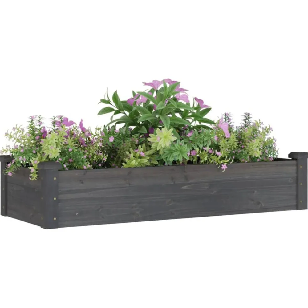 vidaXL Jardinera arriate forro madera maciza marrón abeto 120x45x25 cm Gris Online