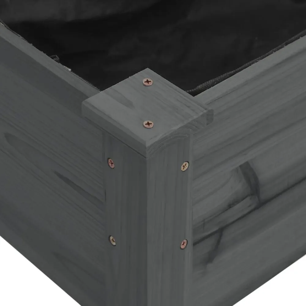 vidaXL Jardinera arriate forro madera maciza marrón abeto 120x45x25 cm Gris Online