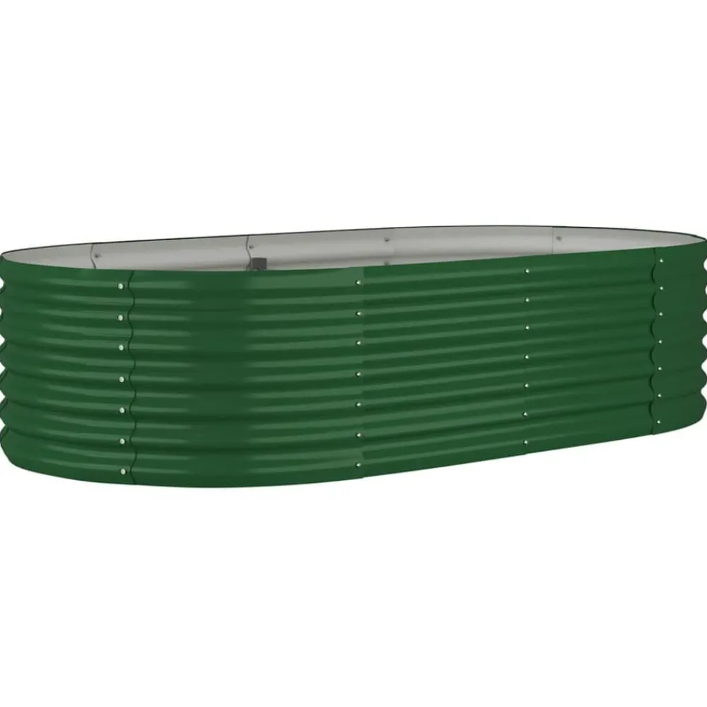 vidaXL Jardinera arriate acero galvanizado 152x80x36 cm Verde Clearance