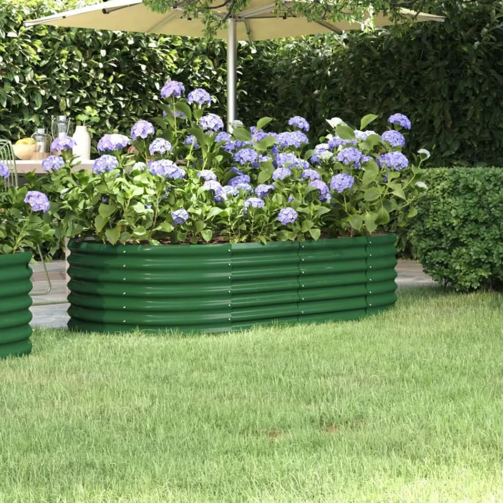 vidaXL Jardinera arriate acero galvanizado 152x80x36 cm Verde Clearance