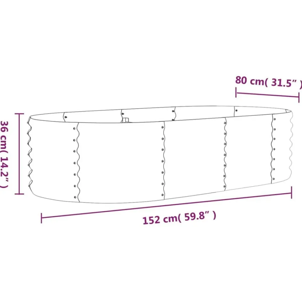 vidaXL Jardinera arriate acero galvanizado 152x80x36 cm Verde Clearance