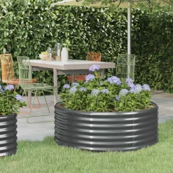 vidaXL Jardinera arriate acero galvanizado 100x100x36cm Antracita Discount