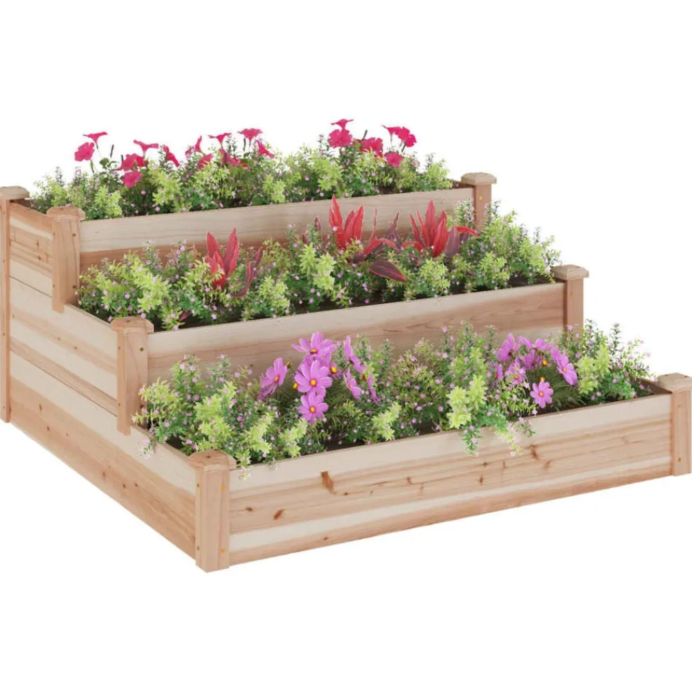 vidaXL Jardín-Jardinera arriate madera maciza abeto 120x120x56 cm