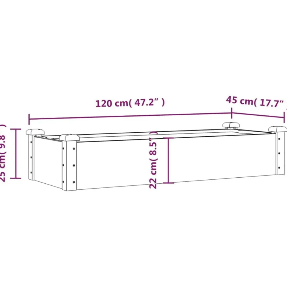 vidaXL Jardinera arriate con forro madera maciza abeto 120x45x25 cm Natural Outlet