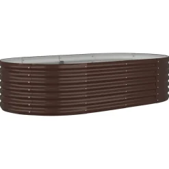 vidaXL Jardinera arriate acero galvanizado marrón 152x80x36 cm Marr&oacute;n Clearance