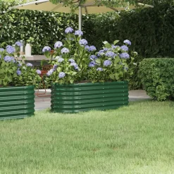 vidaXL Jardín-Jardinera arriate acero galvanizado 114x40x36 cm