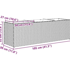 vidaXL Jardinera con 3 maceteros ratán sintético 105x30x32 cm Gris