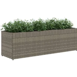 vidaXL Jardinera con 3 maceteros ratán sintético 105x30x32 cm Gris