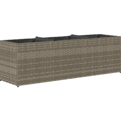 vidaXL Jardinera con 3 maceteros ratán sintético 105x30x32 cm Gris