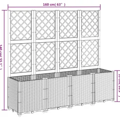 vidaXL Jardín-Jardinera con enrejado PP 160x40x140 cm