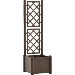 vidaXL Jardinera con enrejado PP 43x43x142 cm Moca Discount