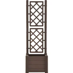 vidaXL Jardinera con enrejado PP 43x43x142 cm Moca Discount