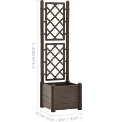 vidaXL Jardinera con enrejado PP 43x43x142 cm Moca Discount