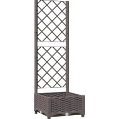 vidaXL Jardín-Jardinera con enrejado PP marrón 40x40x121,5 cm