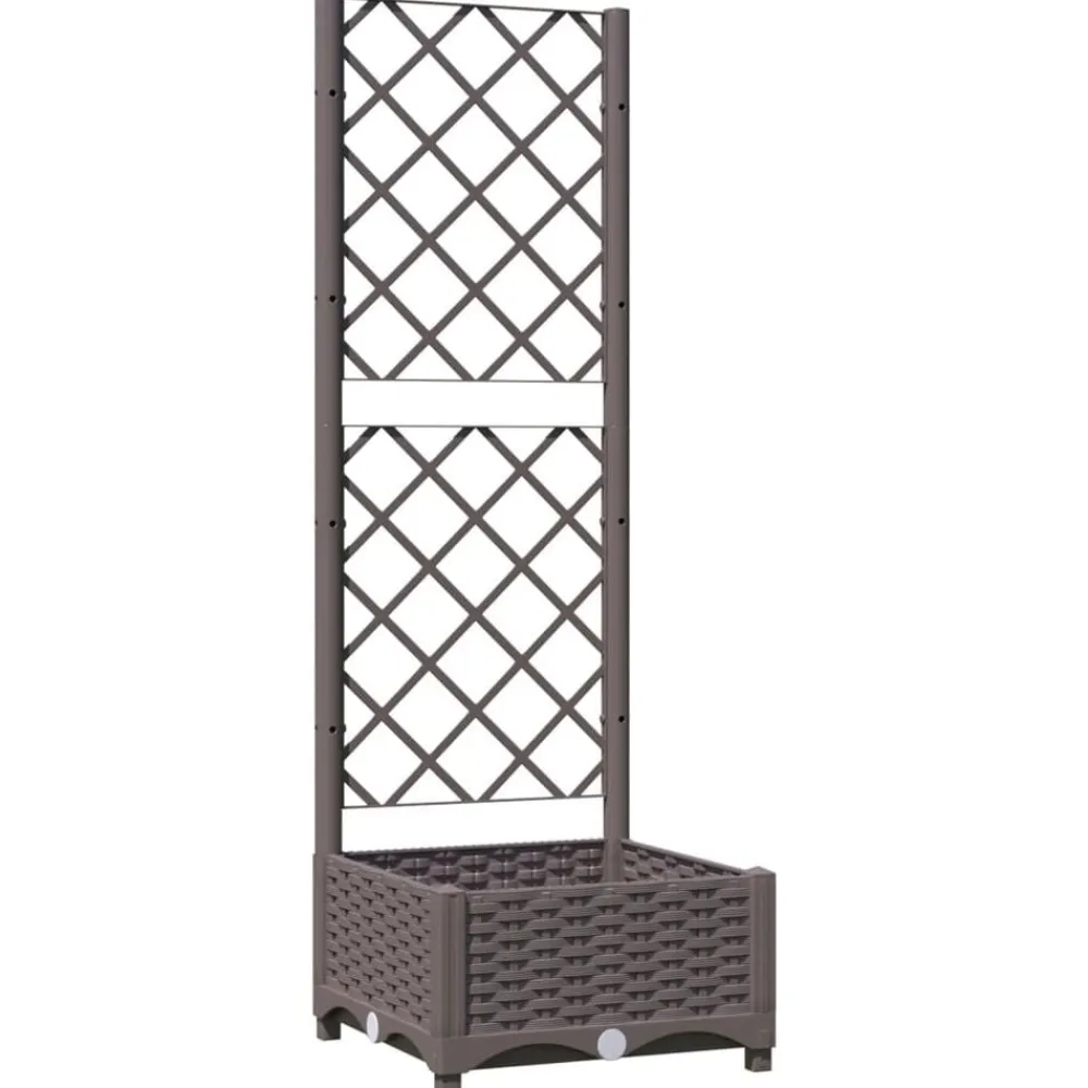 vidaXL Jardín-Jardinera con enrejado PP marrón 40x40x121,5 cm