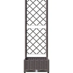 vidaXL Jardín-Jardinera con enrejado PP marrón 40x40x121,5 cm