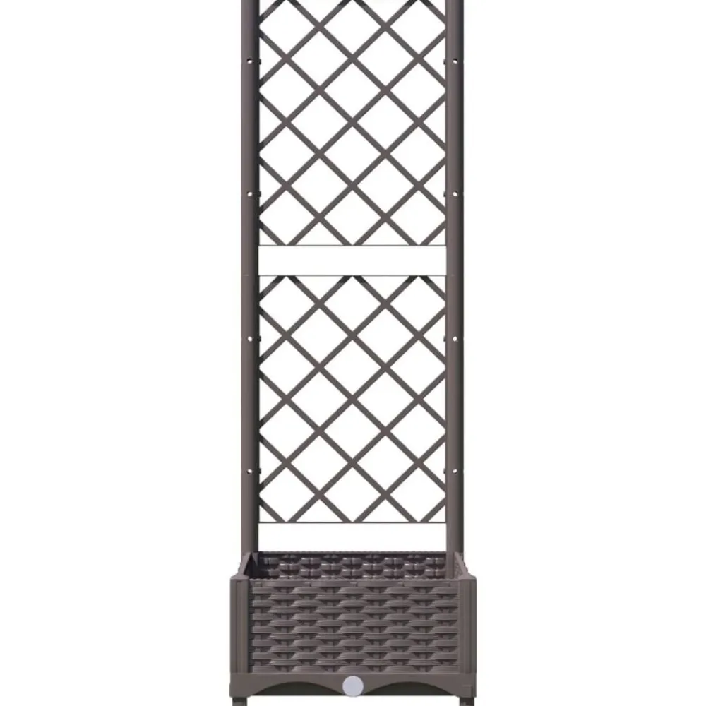 vidaXL Jardín-Jardinera con enrejado PP marrón 40x40x121,5 cm