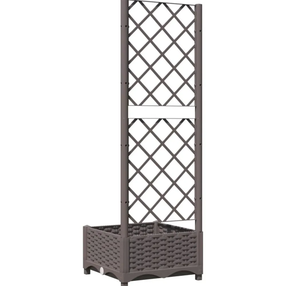 vidaXL Jardín-Jardinera con enrejado PP marrón 40x40x121,5 cm