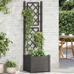 vidaXL Jardinera con enrejado PP gris 43x43x142 cm Antracita Sale