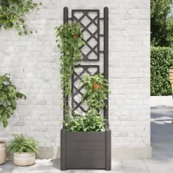 vidaXL Jardinera con enrejado PP gris 43x43x142 cm Antracita Sale