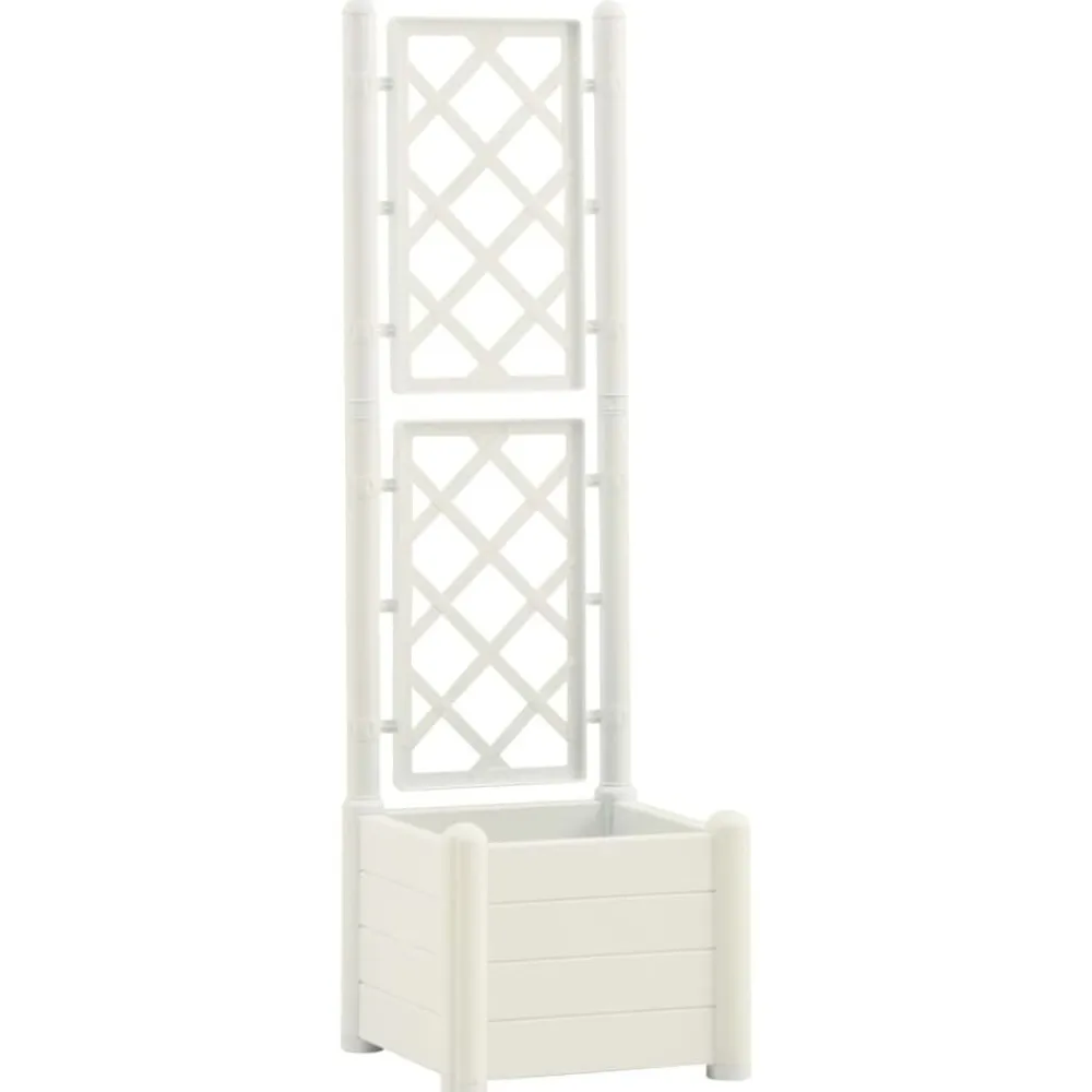 vidaXL Jardinera con enrejado PP 43x43x142 cm Blanco