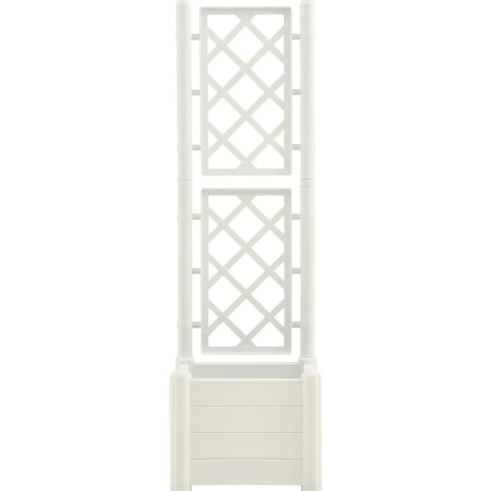 vidaXL Jardinera con enrejado PP 43x43x142 cm Blanco