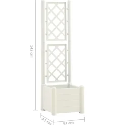 vidaXL Jardinera con enrejado PP 43x43x142 cm Blanco