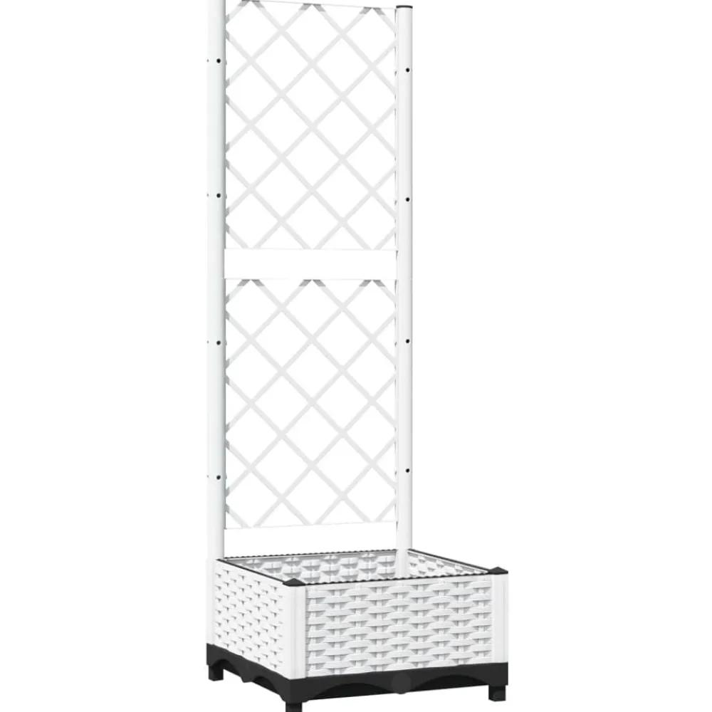 vidaXL Jardinera con enrejado PP 40x40x121,5 cm Blanco Discount