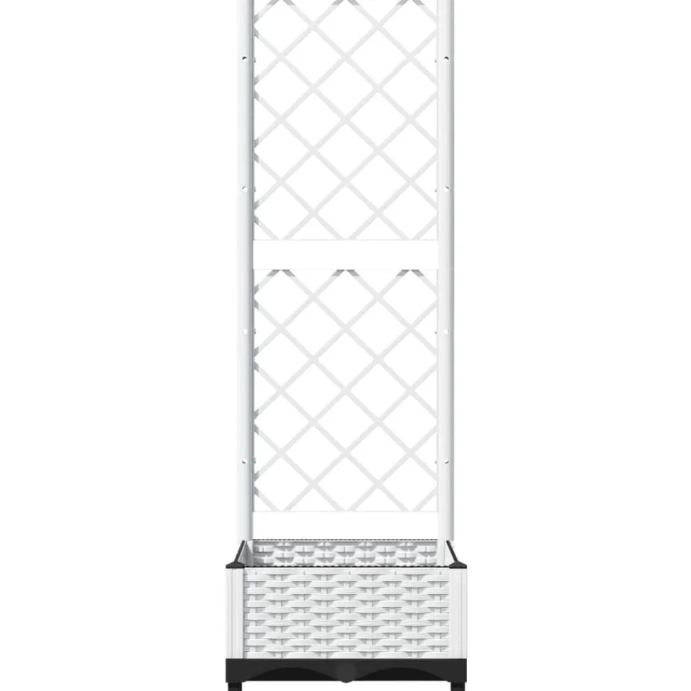 vidaXL Jardinera con enrejado PP 40x40x121,5 cm Blanco Discount
