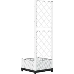 vidaXL Jardinera con enrejado PP 40x40x121,5 cm Blanco Discount