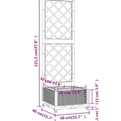 vidaXL Jardinera con enrejado PP 40x40x121,5 cm Gris claro Discount