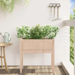 vidaXL Jardinera con patas madera maciza de pino 70x31x70 cm Pino natural