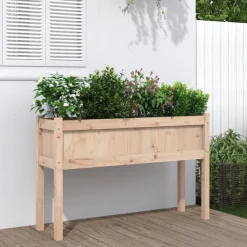 vidaXL Jardinera con patas madera maciza de pino 110x31x70 cm Pino natural Best