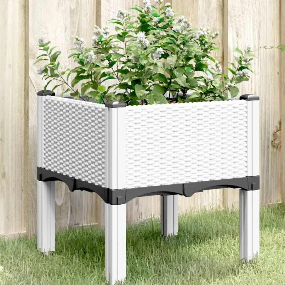 vidaXL Jardinera con patas PP 40x40x42 cm Blanco Sale