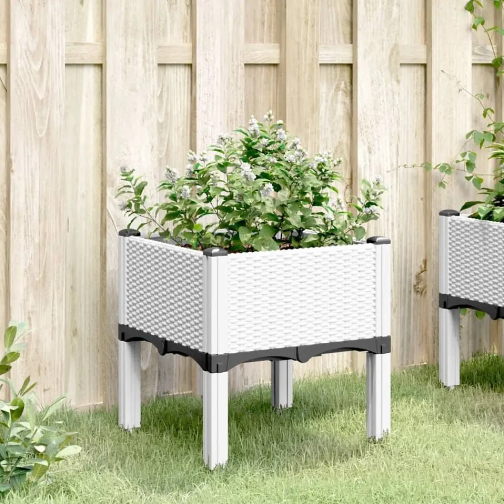 vidaXL Jardinera con patas PP 40x40x42 cm Blanco Sale