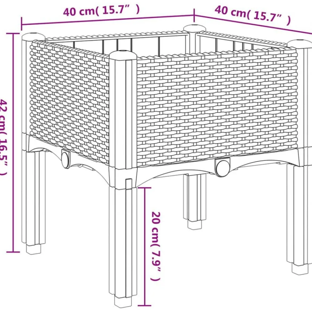 vidaXL Jardinera con patas PP 40x40x42 cm Blanco Sale