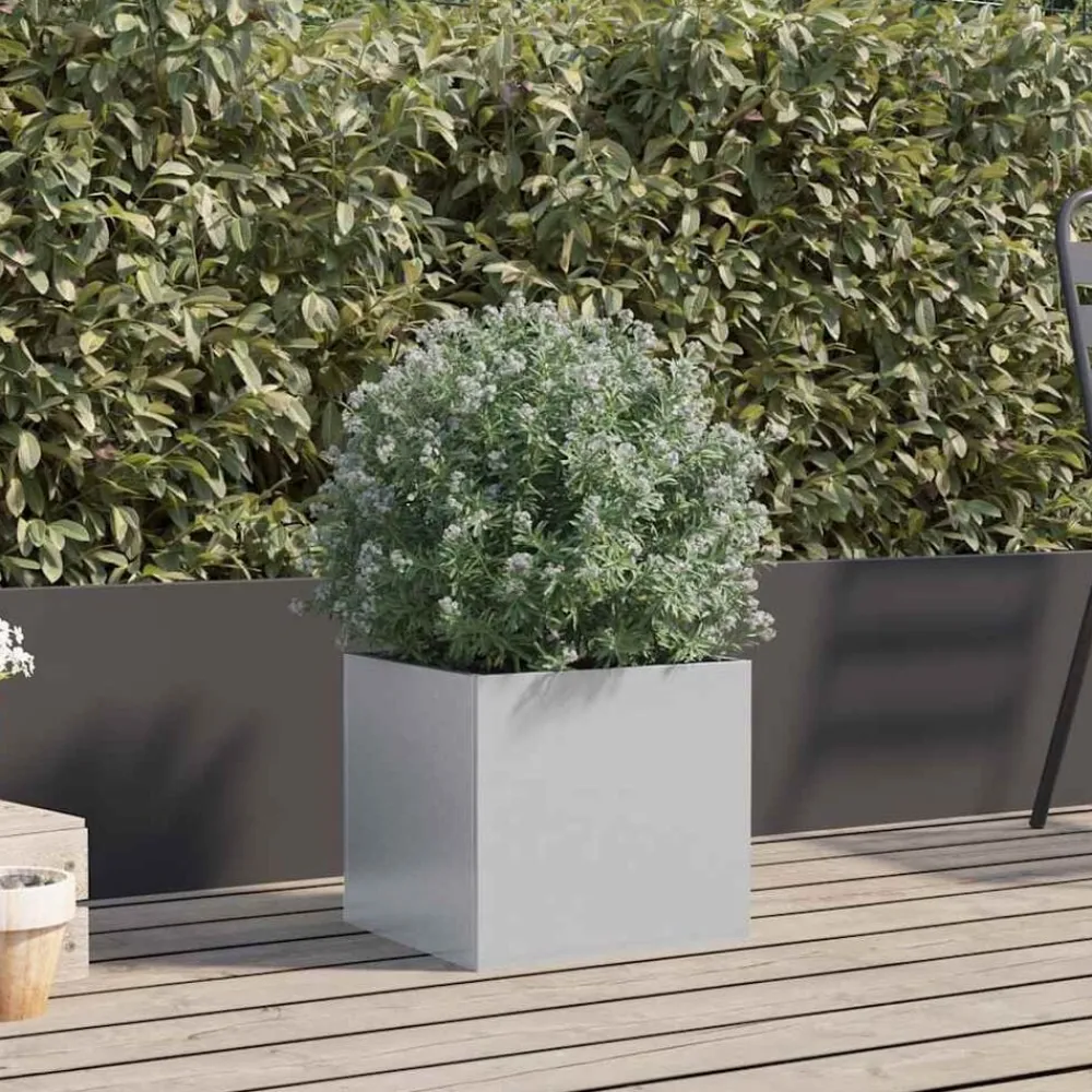 vidaXL Jardinera de acero galvanizado plateado 32x30x29 cm Acero galvanizado / Plateado Clearance