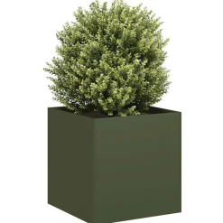 vidaXL Jardinera de acero laminado en frío 40x40x40 cm Verde oliva Discount